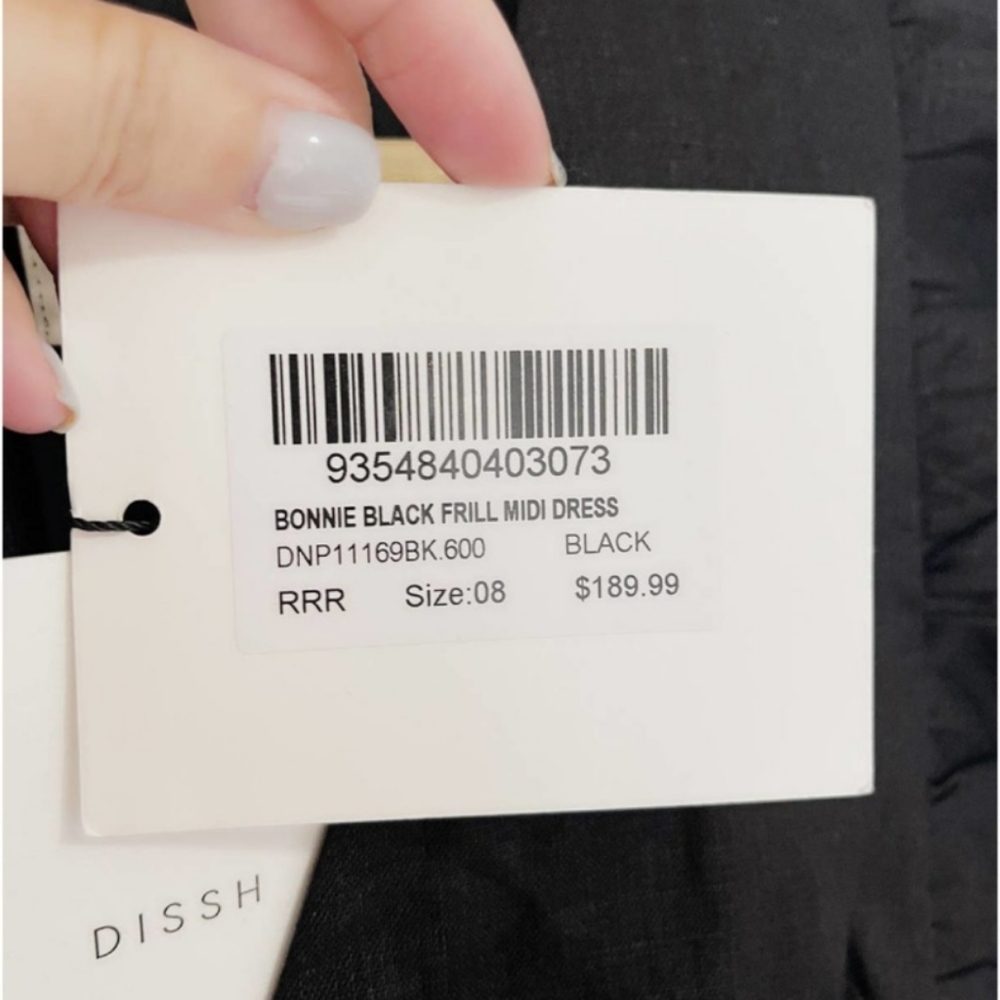 DISSH NWT Bonnie Linen Midi Frill dress in black size 4 - Picture 8 of 10